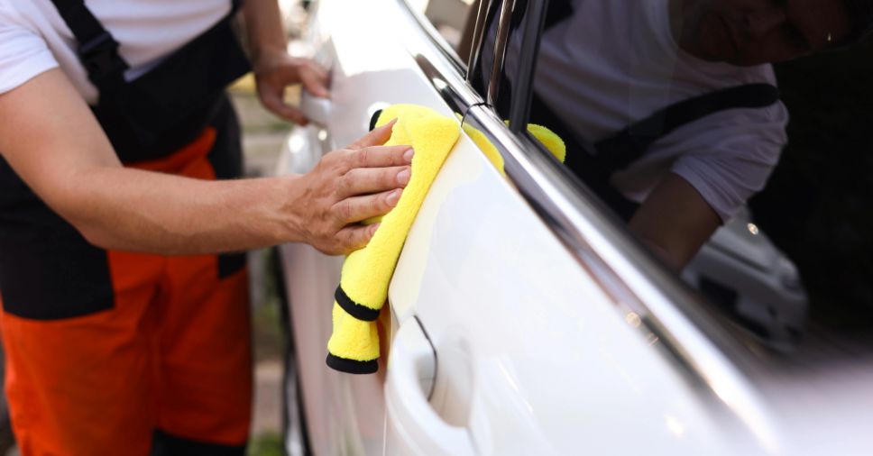 Homem fazendo Envelopamento De Frota